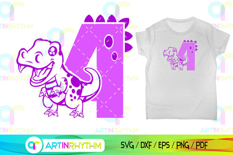 Dinosaur number 4 svg, four SVG Artinrhythm shop 