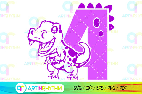 Dinosaur number 4 svg, four SVG Artinrhythm shop 