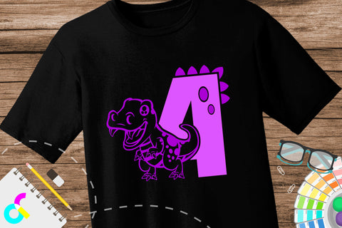 Dinosaur number 4 svg, four SVG Artinrhythm shop 