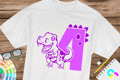 Dinosaur number 4 svg, four SVG Artinrhythm shop 