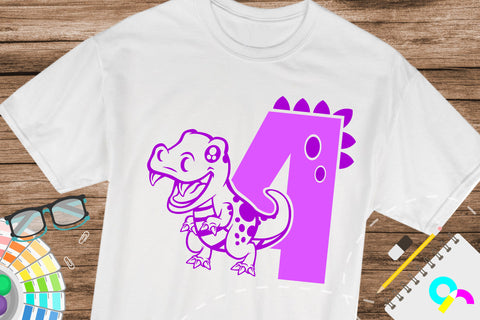 Dinosaur number 4 svg, four SVG Artinrhythm shop 