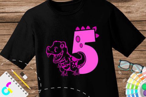 Dinosaur number 5 svg, five SVG Artinrhythm shop 