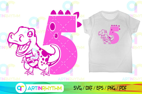 Dinosaur number 5 svg, five SVG Artinrhythm shop 