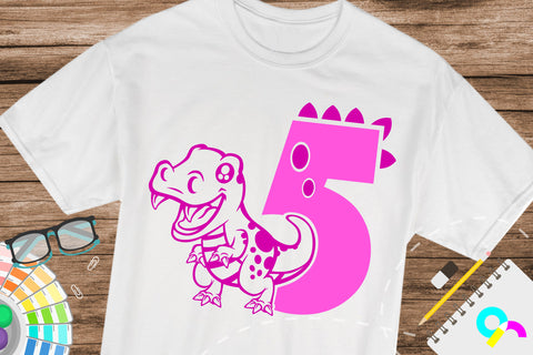 Dinosaur number 5 svg, five SVG Artinrhythm shop 