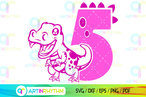 Dinosaur number 5 svg, five SVG Artinrhythm shop 