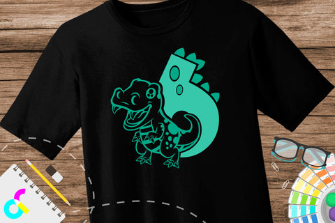 Dinosaur number 6 svg, six SVG Artinrhythm shop 
