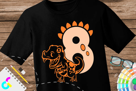 Dinosaur number 8 svg, eight SVG Artinrhythm shop 