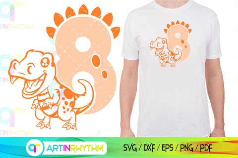 Dinosaur number 8 svg, eight SVG Artinrhythm shop 