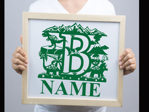 Dinosaur Papercut Alphabets B SVG Johan Ru designs 