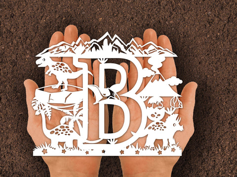 Dinosaur Papercut Alphabets B SVG Johan Ru designs 