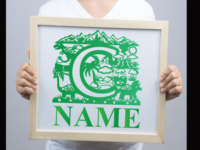Dinosaur Papercut Alphabets C SVG Johan Ru designs 