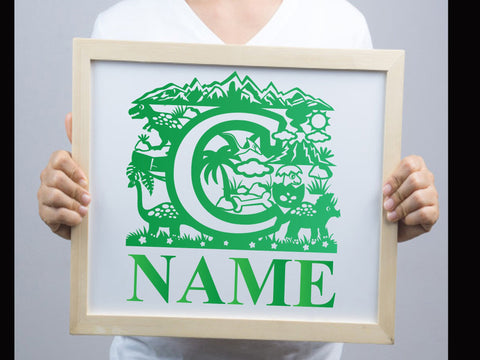 Dinosaur Papercut Alphabets C SVG Johan Ru designs 