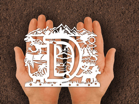 Dinosaur Papercut Alphabets D SVG Johan Ru designs 