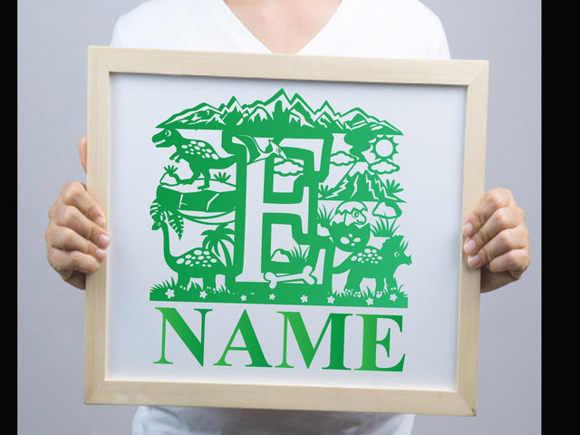 Dinosaur Papercut Alphabets E SVG Johan Ru designs 