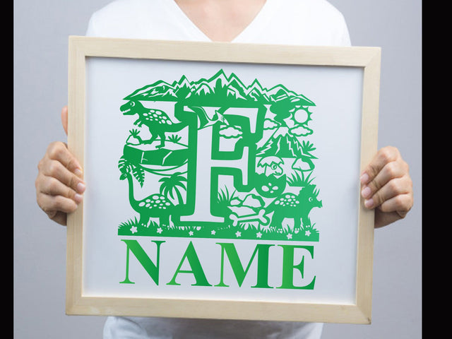 Dinosaur Papercut Alphabets F SVG Johan Ru designs 