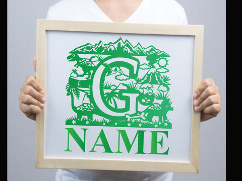 Dinosaur Papercut Alphabets G SVG Johan Ru designs 