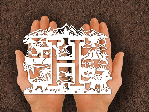 Dinosaur Papercut Alphabets H SVG Johan Ru designs 