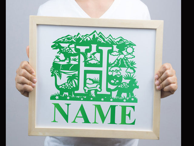 Dinosaur Papercut Alphabets H SVG Johan Ru designs 