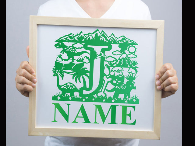 Dinosaur Papercut Alphabets J SVG Johan Ru designs 