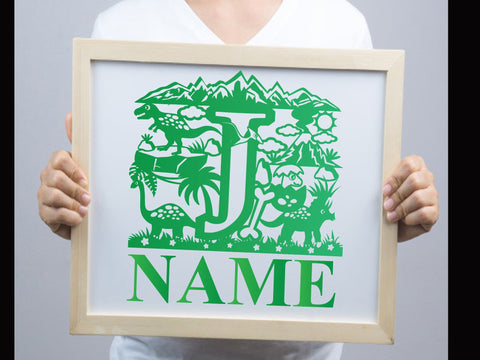 Dinosaur Papercut Alphabets J SVG Johan Ru designs 