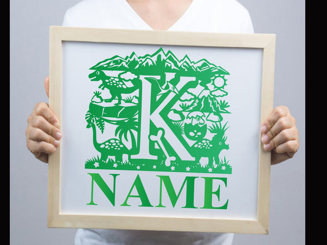 Dinosaur Papercut Alphabets K SVG Johan Ru designs 