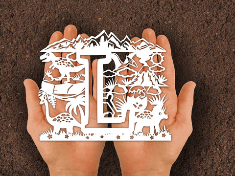 Dinosaur Papercut Alphabets L SVG Johan Ru designs 