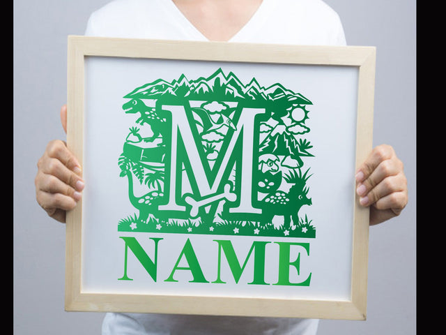 Dinosaur Papercut Alphabets M SVG Johan Ru designs 