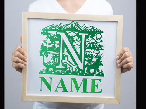 Dinosaur Papercut Alphabets N SVG Johan Ru designs 