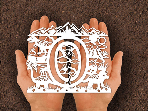 Dinosaur Papercut Alphabets O SVG Johan Ru designs 