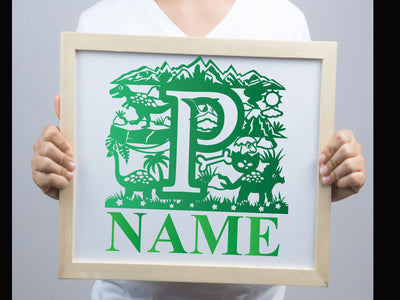 Dinosaur Papercut Alphabets P SVG Johan Ru designs 