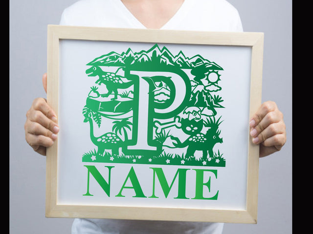 Dinosaur Papercut Alphabets P SVG Johan Ru designs 