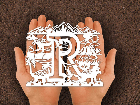 Dinosaur Papercut Alphabets R SVG Johan Ru designs 