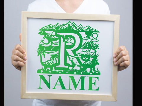Dinosaur Papercut Alphabets R SVG Johan Ru designs 