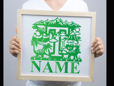 Dinosaur Papercut Alphabets T SVG Johan Ru designs 