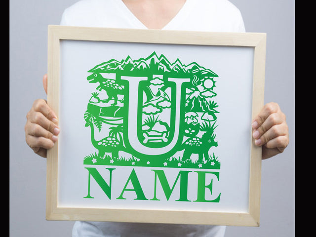 Dinosaur Papercut Alphabets U SVG Johan Ru designs 