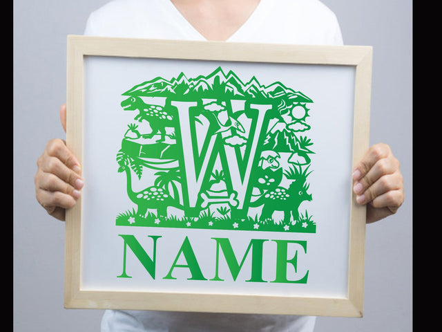 Dinosaur Papercut Alphabets W SVG Johan Ru designs 