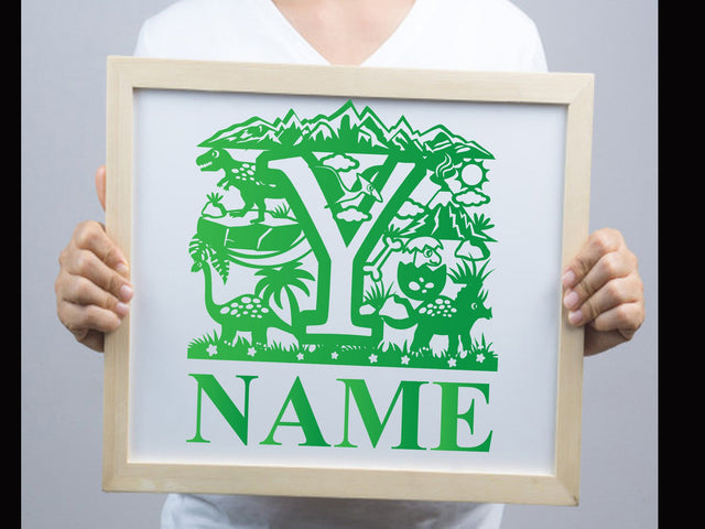 Dinosaur Papercut Alphabets Y SVG Johan Ru designs 