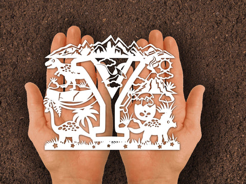 Dinosaur Papercut Alphabets Y SVG Johan Ru designs 