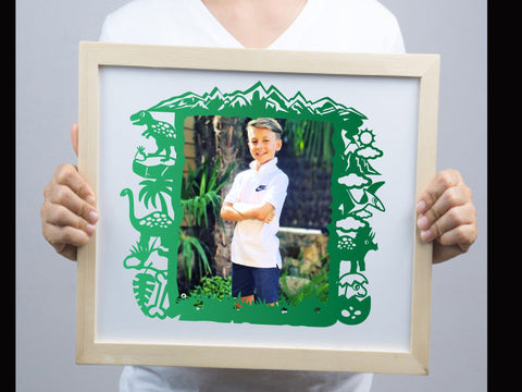 Dinosaur Photo frame Paper cut SVG Johan Ru designs 