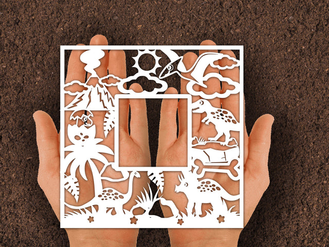 Dinosaur Photo Frame Paper cut SVG Johan Ru designs 
