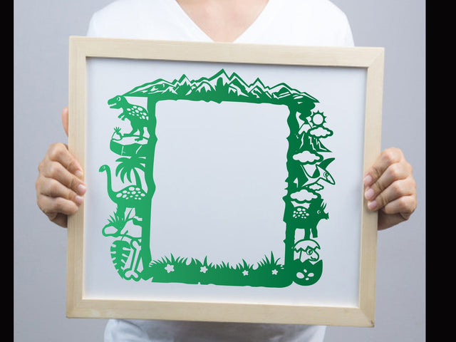 Dinosaur Photo frame Paper cut SVG Johan Ru designs 