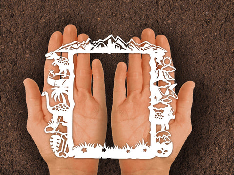 Dinosaur Photo frame Paper cut SVG Johan Ru designs 