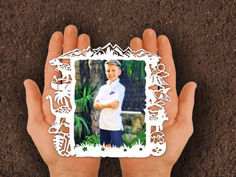 Dinosaur Photo frame Paper cut SVG Johan Ru designs 