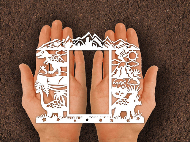 Dinosaur Photo frame Papercut SVG Johan Ru designs 
