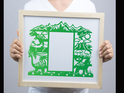 Dinosaur Photo frame Papercut SVG Johan Ru designs 