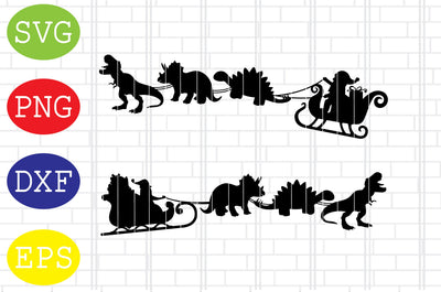 Dinosaur Santa Sleigh Svg, Merry Christmas Svg, Santa Svg, Christmas Holiday Svg, Png, Eps, Dxf Files SVG DigitalSvgFiles 