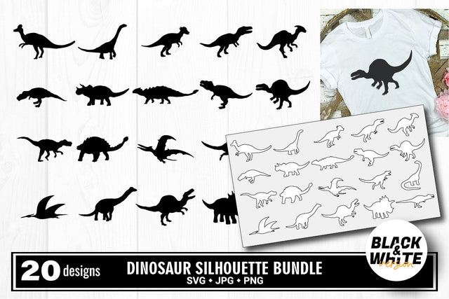 Dinosaur silhouette svg bundle SVG vectorbundles 