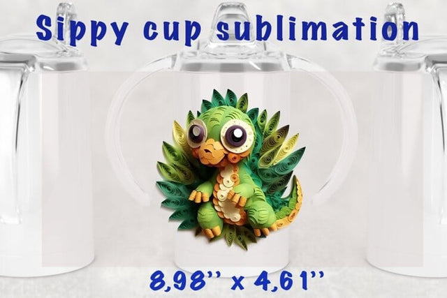 Dinosaur Sippy cup sublimation wrap / 3d baby dinosaur png Sublimation Angelina Semenova 