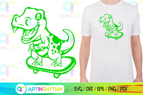 Dinosaur skateboarding svg SVG Artinrhythm shop 