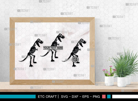 Dinosaur Skeleton Monogram, Dinosaur Silhouette, Dinosaur Skeleton SVG, Dinosaur Bones Svg, Jurassic Animal Svg, T-Rex Svg, SB00253 SVG ETC Craft 